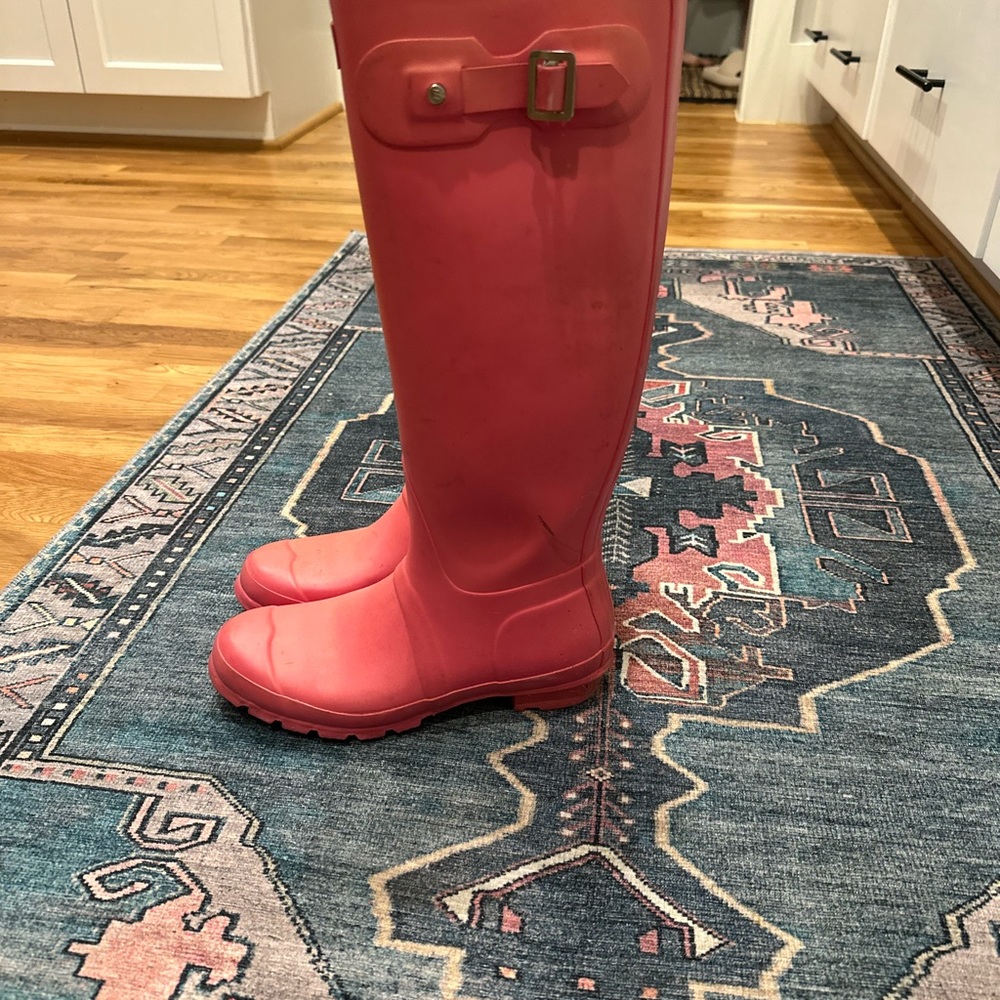 Original tall pink hunter rain boots